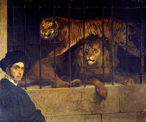 Peinture Francesco Hayez Autoportrait avec tigre affiche sur toile 60x90cm pour salon