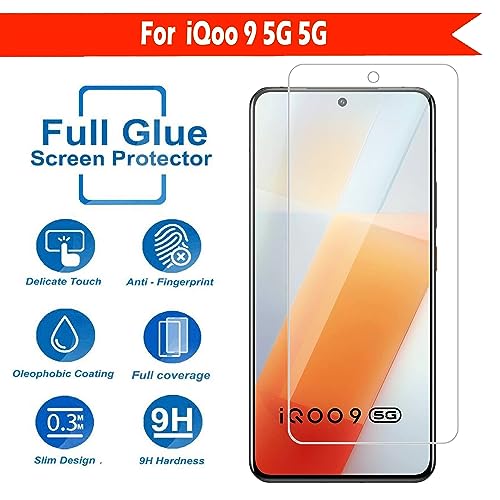 Image of Tempered Glass Screen Protector Compatible for iQoo 9 5G with Full Screen Coverage; Except Edges and Easy Installation Kit(Transparent), Pack of 1