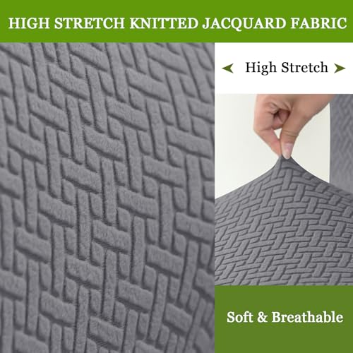 Image of FUANGUI Bar Stool Covers Set of 2, Stretch Bar Stool Chair Cover Slipcovers, Knitted Jacquard Counter Stool Bar Chair Covers for Kitchen Pub Dining Room (Knitted Grey)