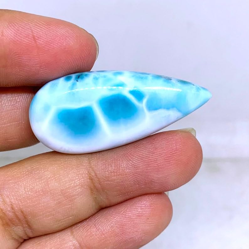Cabochon Larimar poire 40x17x6mm pour création de bijoux