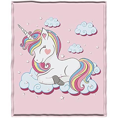 Süße Einhorn-Decke für Mädchen und Frauen - KYKU rosa Fleece-Überwurf Decken für Wohnzimmer Cover