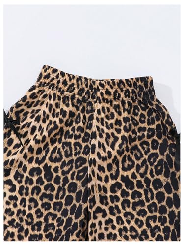 SOLY HUX Toddler Girl's Leopard Bow Pants Y2k Cheetah Print High Waisted Wide Leg Baggy Pants Trousers4