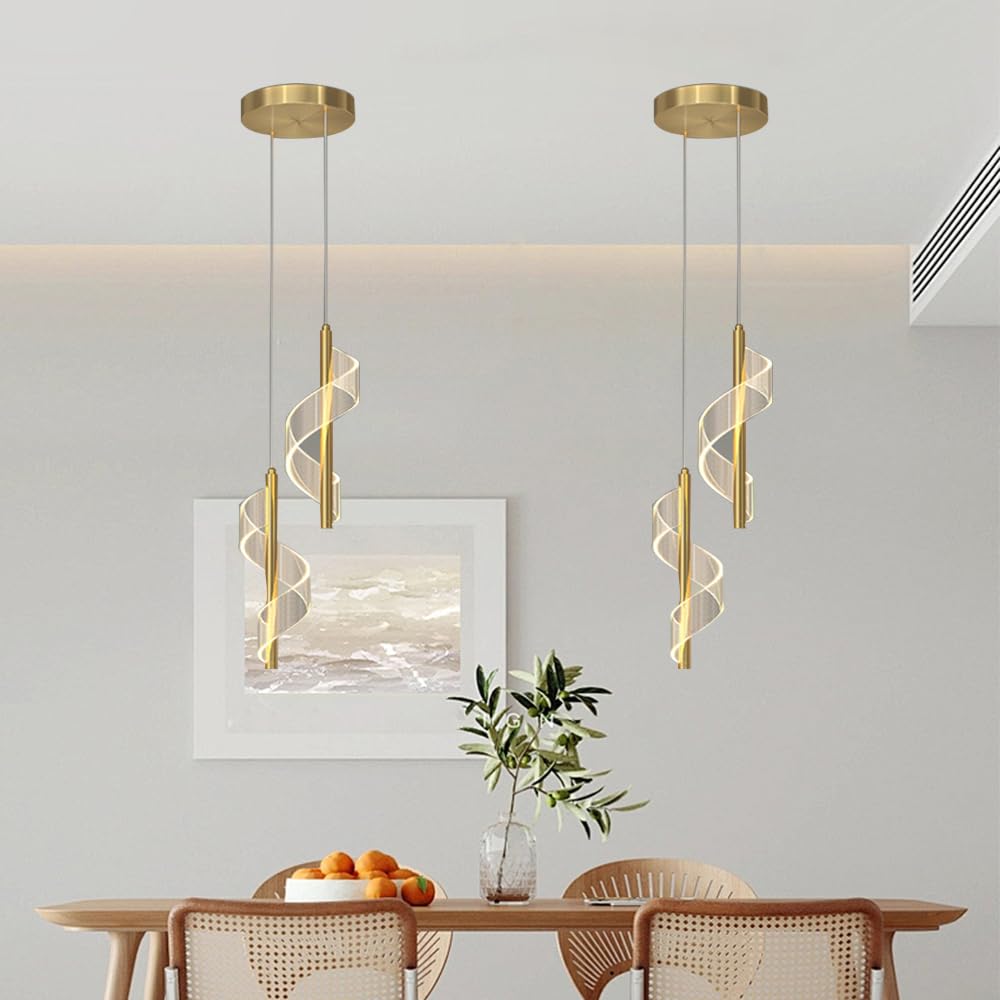 Mengjay Nórdica Moderno Lamparas Colgantes de Techo Diseño lineal,LED Lámpara Colgante en metal, Plafon Led Techo Lámpara de Araña para Sala de Estar Dormitorio Mesita Noche Comedor (Oro, S)