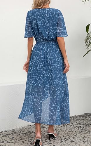 Image of Kormei Womens Short Sleeve Floral Maxi Dress High Low V-Neck Flowy Party Long Dresses