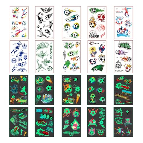20 pegatinas de tatuajes de futbol, pegatina para niños, decorativas y de fiesta