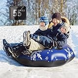 NHOWIN 55' Snow Tube for Kids and Adults, Extra Large Inflatable Snow Sled Cold-Proof Heavy Duty Thickened Foldable PVC Sled Easy to Carry with Reinforced Handles Winter Toys for Outdoor