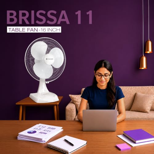 Image of SINGER Brissa 11 60W High Speed Table Fan | 100% Copper Motor | 75 CMM Air Delivery | 3 Speed Control | Silent Operation | Adjustable Height | ISI Certified | 2 Years Warranty