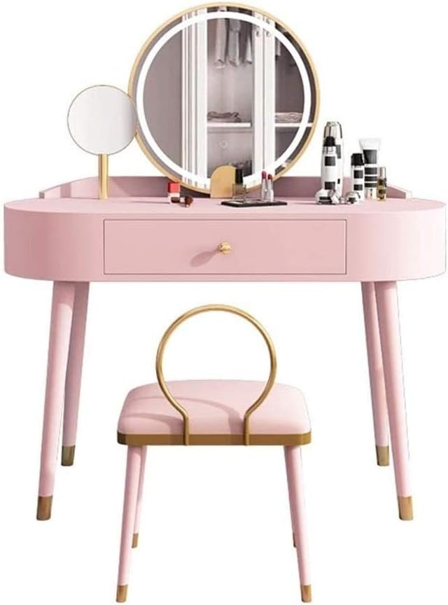 Vanity Benches Vanity Table Set with Mirror and Cushioned Stool, Dressing Table, Multifunctional Bedroom Nordic Modern Dressing Table Suitable for Home, Room (Color :) (Color :)