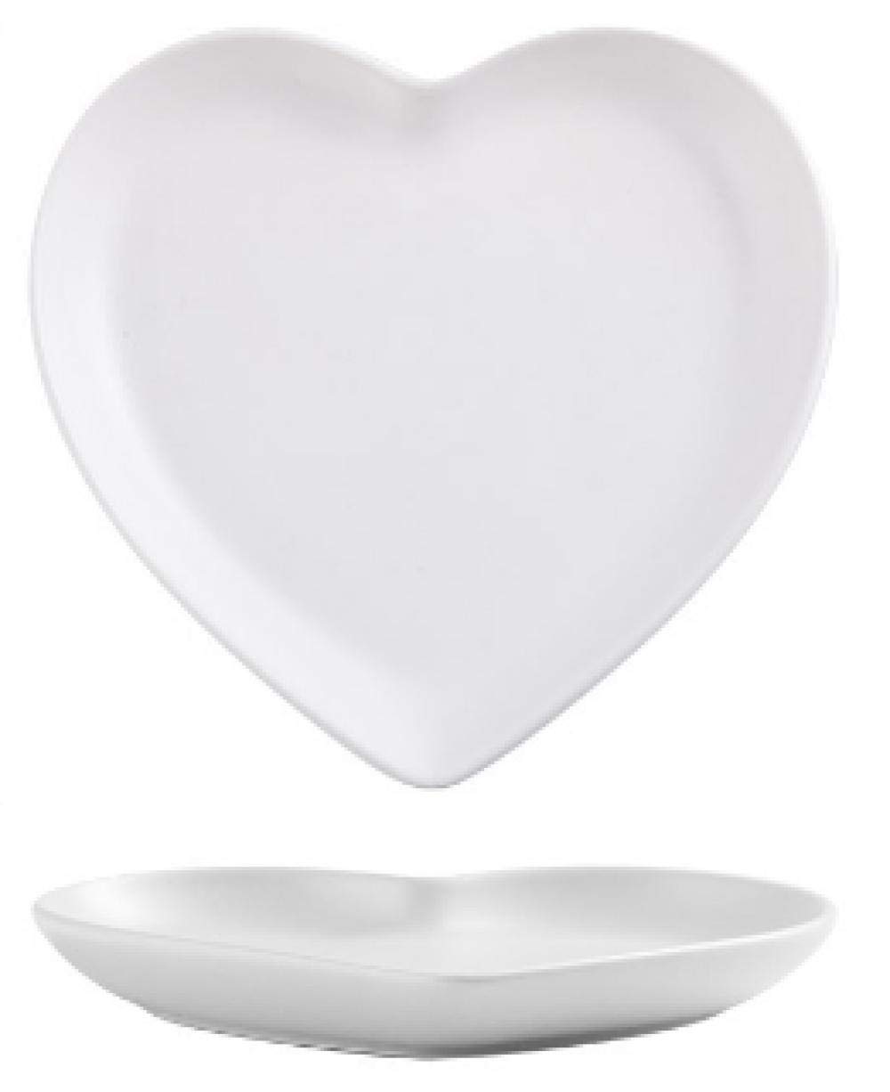 Assiette de coeur créatif au style nordique épuré plat blanc de 8 pouces en céramique