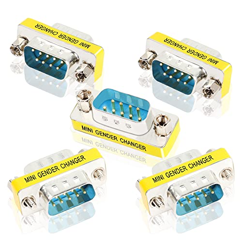 YAODHAOD DB9 Connecteur série RS-232 9 Broches YAODHAOD DB9 Adaptateur de coupleur de câble mâle à mâle 5 Paquets (DB9 M/M) Cover