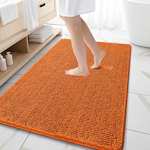Image of OLANLY Large Bathroom Rugs 59x35, Extra Soft Absorbent Chenille Bath Rugs, Rubber Backing Quick Dry, Machine Washable Bath Mats for Bathroom Floor, Tub and Shower, Home Decor Accessories, Clay