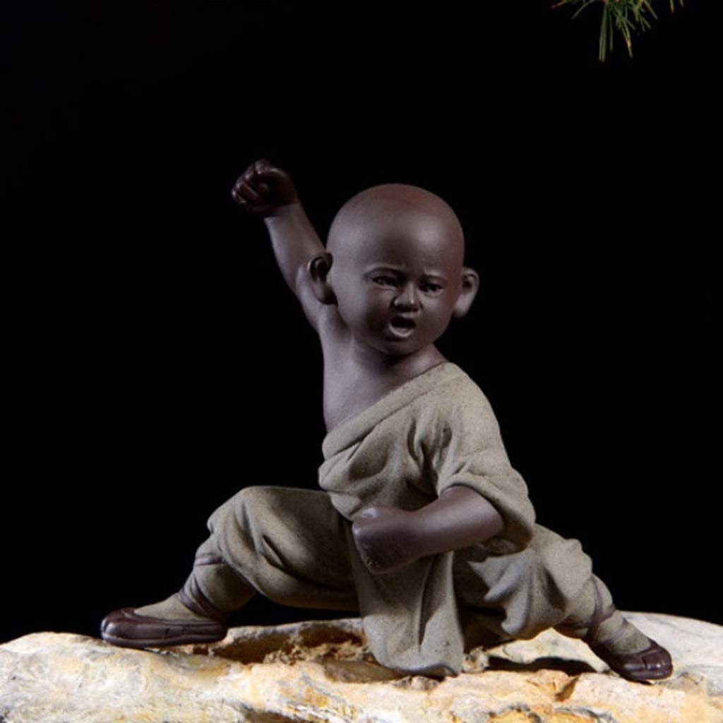Estatuas de Buda 4 Estilos Estatua de Buda Cerámica Zen Buddha Small Monk Sculpture Statue Chinese Tea Set Sculpture Exquisite Decoración Creativa Gran Regalo de meditación (Color : D)