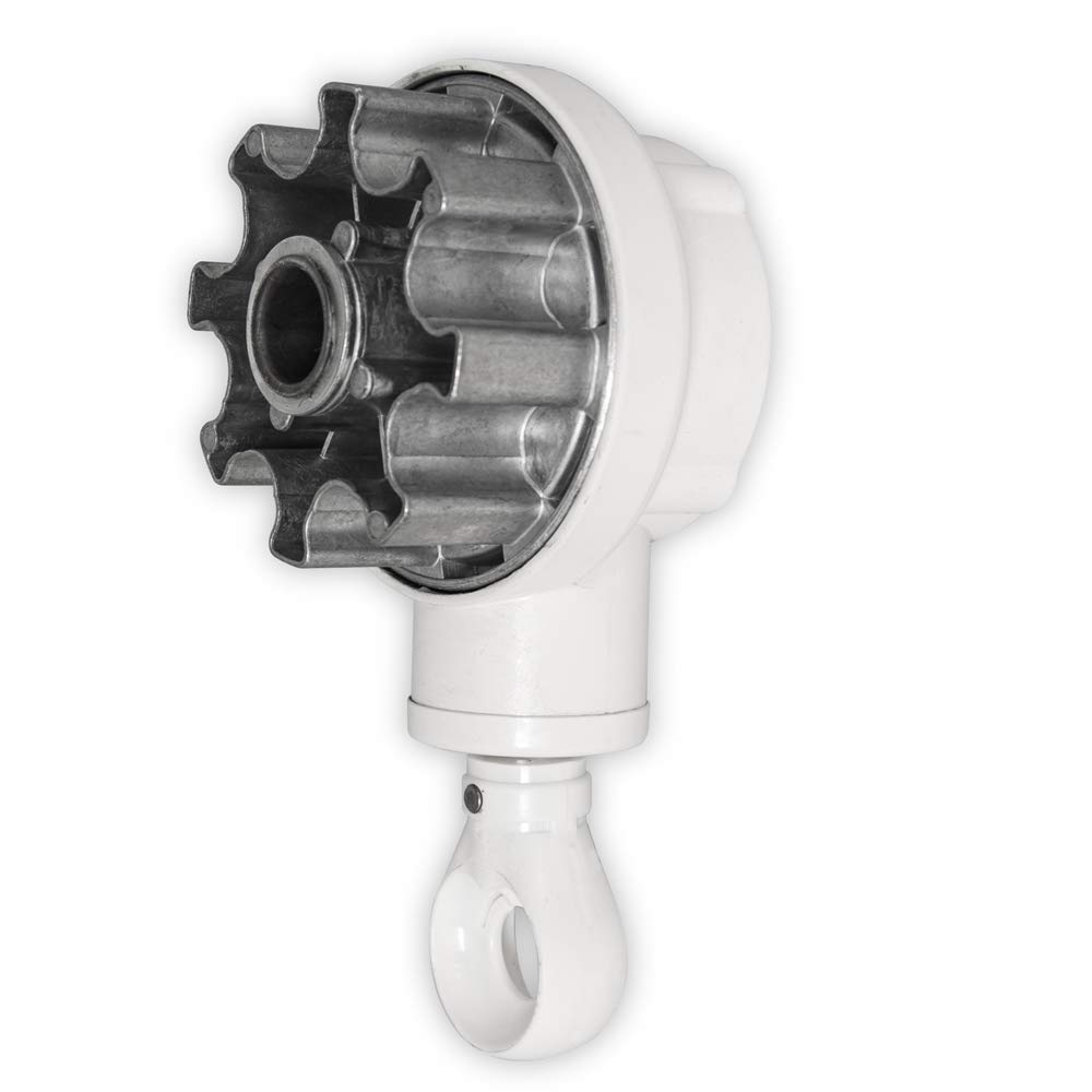 DIWARO.® | Kegelradgetriebe für Markisen | 4,4:1 | RAL 9010 mit Kugelöse | für 78mm Nutrohr | Markisengetriebe