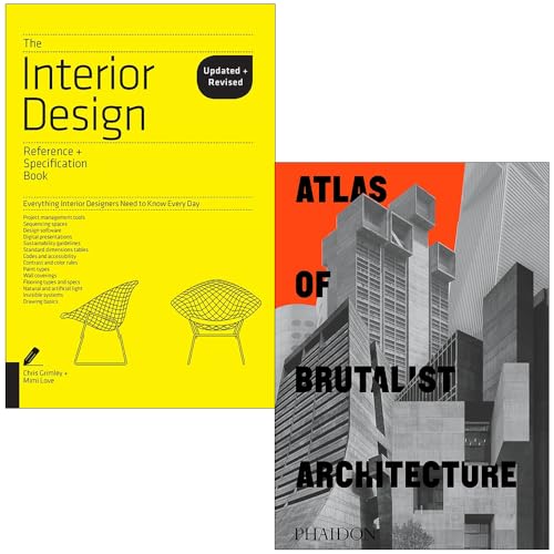 Image of The Interior Design Reference & Specification Book By Chris Grimley, Mimi Love & [Hardcover] Atlas of Brutalist Architecture By Phaidon Editors 2 Books Collection Set