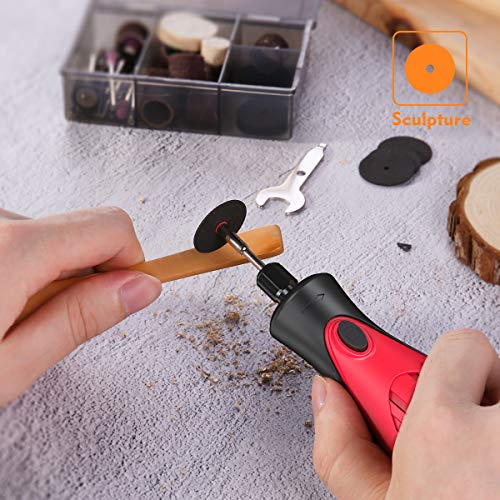 Meterk Cordless Rotary Tool 7.4V Mini DIY Electric Rotary Multi-Tool Kit 5-Speed Adjustable, 4 Front LED Lights and 38pcs Accessories for Carving, Engraving, Sanding, Polishing and Cutting
