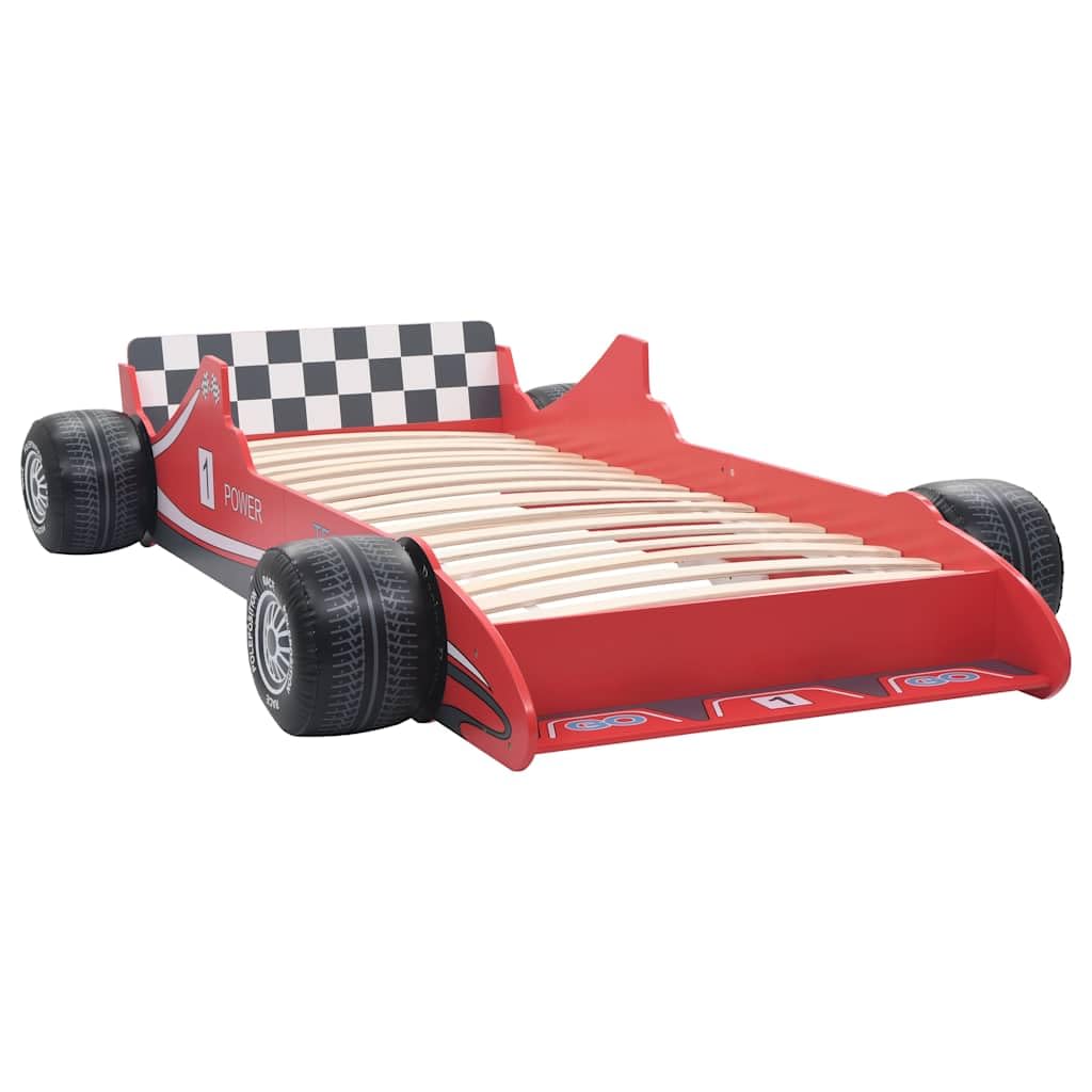 vidaXL Kinderbett mit Lattenrost Bett Autobett Jugendbett Babybett Spielbett Einzelbett Schlafzimmer Kinderzimmer Kindermöbel Rennwagen Design 90x200cm Rot