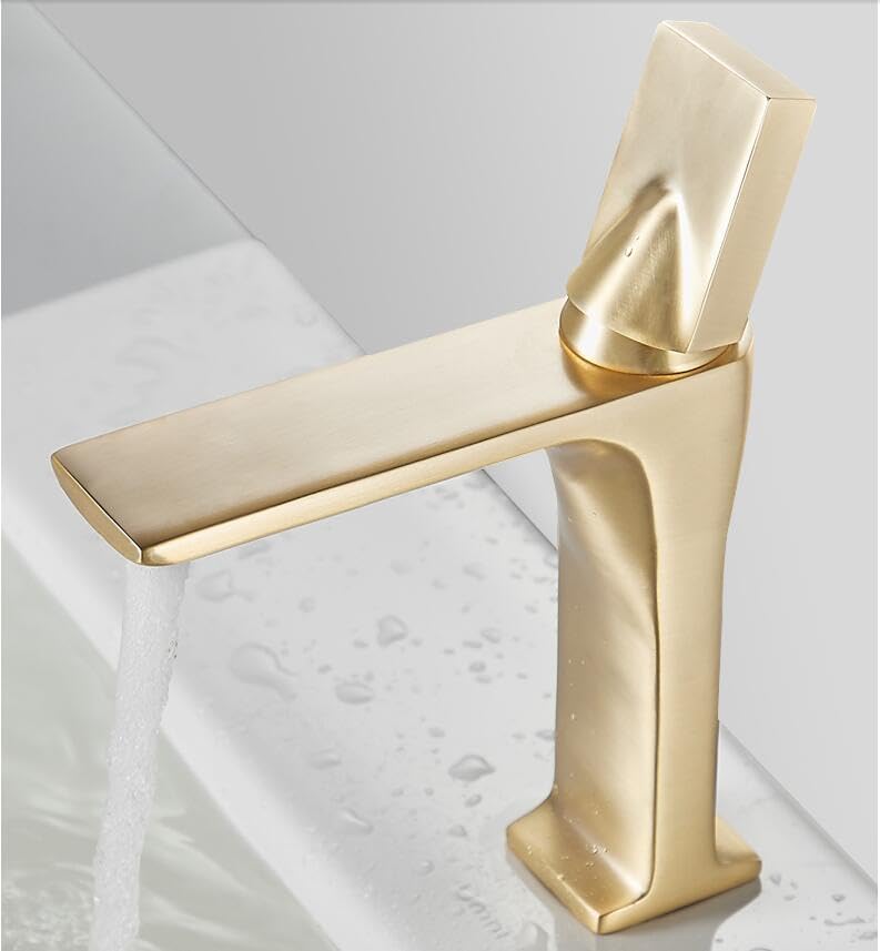 Grifo de fregadero dorado Mixe con cubierta de orificio para solucionar fugas en lavabo baño