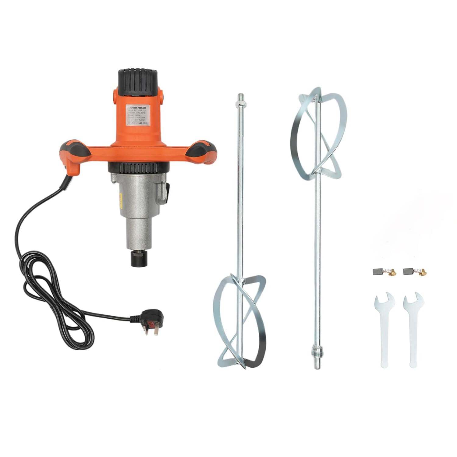 Mezclador de cemento de mano de 1800 W, mezclador de paleta portátil con 2 ajustes de velocidad y varilla doble para mortero, hormigón, mezcla de pintura