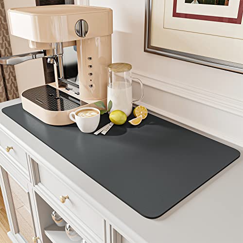 AMOAMI-Coffee Mat Hide Stain Rubber Backed Absorbent Dish Drying Mat for Kitchen Counter-Fit Under Coffee Bar Accessories Maker Machine Pot Espresso M