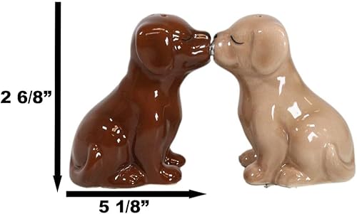 Miniatura 2 de Ebros - Juego de figuras de cerámica de cacao y cervatillo labrador para cachorros y perros besando sal y pimentero, juego de figuritas para