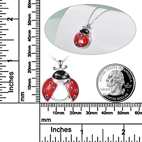 POPLYKE Ladybug Locket Necklace Sterling Silver Cute Ladybug Jewelry that Holds Pictures for Women Girls Gifts3