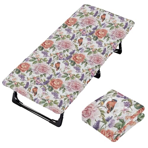 Spring Flowers White Toddler Bed Sheet Travel Washable Cot Sheet for Kid Travel Bed for Small Spaces Camping Cot 50' x 25' (Bed Not Included)