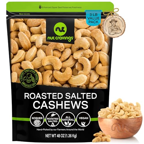 NUT CRAVINGS - Roasted Cashews Slightly Salted (48oz - 3 LB)