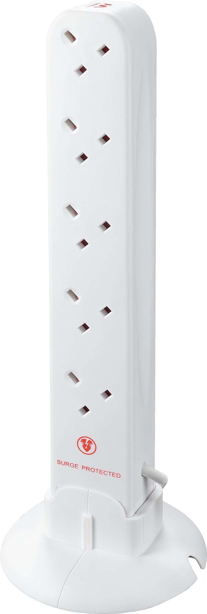 Masterplug White Mains Extension Tower With Surge Protection, 10 Gang, 1M,