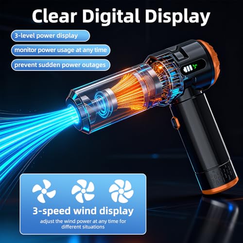Image of Sycoodeal Handheld Car Vacuum Cleaner, 25000PA Strong Cyclonic Suction Portable Mini Vacuum Cordless with Digital Display Lightweight Handheld for Pet Hair, Car, Home, Office, Kitchen (Orange)