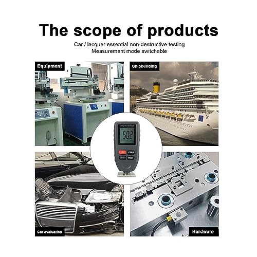 Medidor de Espesor de Pintura, Medidor de Espesor de Recubrimiento de Pintura, Sensor 2 en 1 Fe & NF para Auto, Rango de Medición 0-1300um / 0-51.2mil miniatura 5