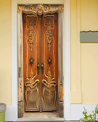 Door Mural - Flfk 3D Door Sticker Peel And Stick, Removable Self-Adhesive Retro Door Wallpaper For Home Decor, 30.3 "W X 78.7 "L, Set Of 2 Sheets #TOP3