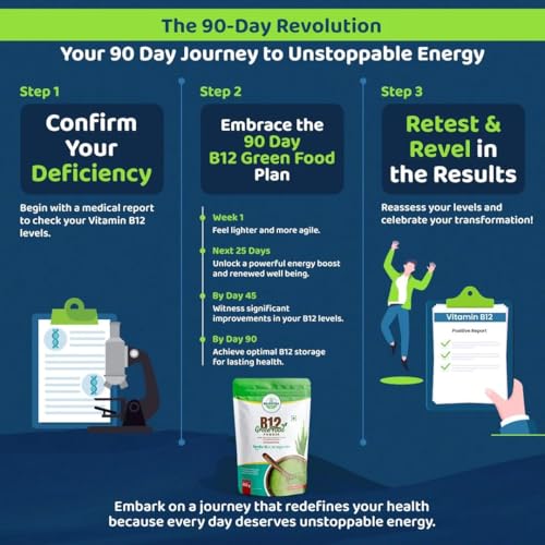 Image of B12 Green Food Powder, 400g | Plant Based Vitamin B12 Supplement (B12GreenFood Powder) | Vitamin B1, B2, B3, B6, B9,C & A | Boost Energy Level, Good For Digestion & Stress, For Men & Women