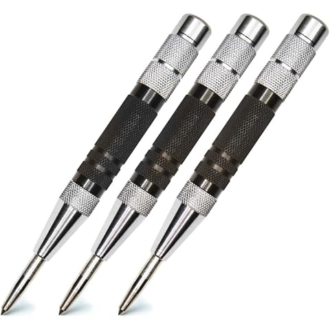 ALLY Tools Super Strong 3 PC SET of 6 Inch Heavy Duty Automatic Center Punch, Perfect Automatic Center Punch for Metal, Wood, Plastic, Glass, and Marble – Features Spring Loaded Center Punch Design Cover