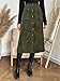 Fronage Womens Corduroy Skirt Fall Fashion Elastic High Waisted Midi Skirts Casual Business Work Office Winter Outfit Army-Green