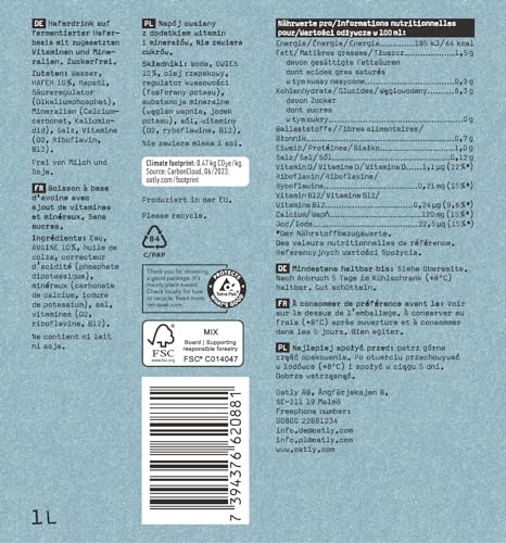 Oatly Oat Drink "No Sugar" - Pack of 6 (6 x 1 Litre)