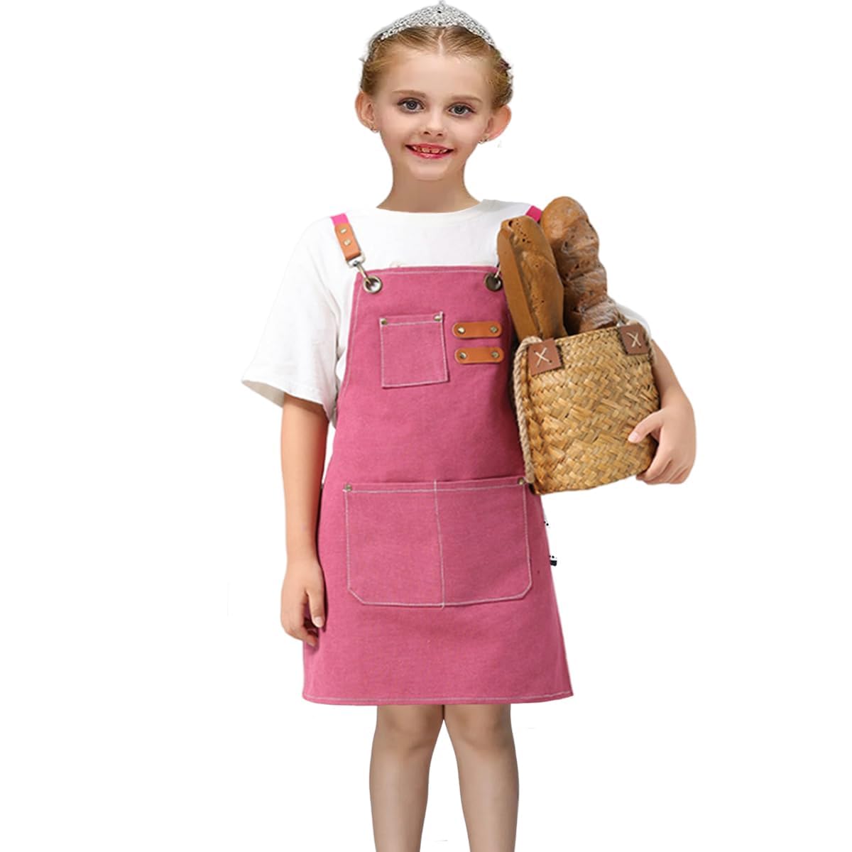 USCHAILIQIANG Kids Aprons AdjustableTool Waterproof For Cooking Painting Gardener Canvas Apron For 6-12 Girls And Boys
