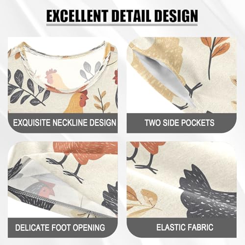 senya Rooster Eat Leaves Summer Pajamas Set Short Cotton Sleepwear 2 Piece4