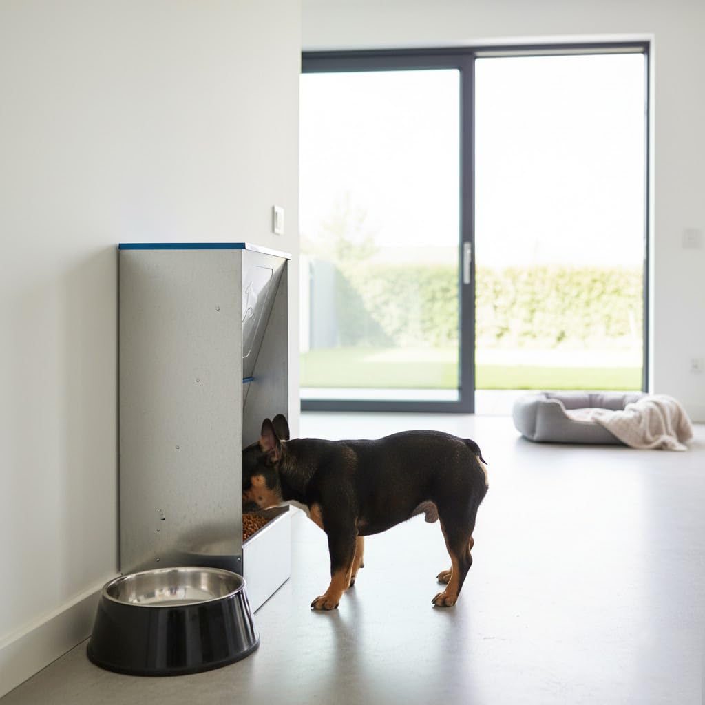 Suinga Comedero para Perros 63 litros Galvanizado Autoservicio Dispensador de Alimentos 40x35x80 cm | Tolva galvanizada para Alimentar Animales