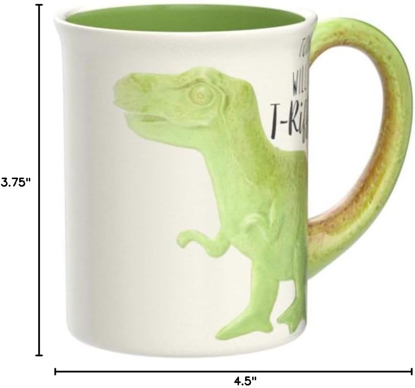 Enesco Our Name is Mud “Tea Rex” Stoneware Coffee, 16 oz. Sculpted Mug, Green,6000549
