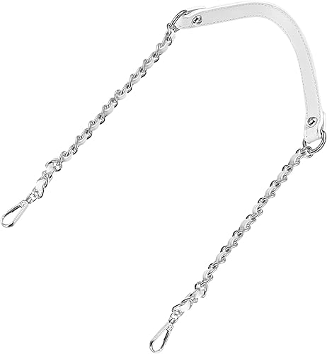 Miniatura 7 de Uxcell Correa de cadena plana de hierro de cuero de 39 pulgadas para bolso de mano, mango de reemplazo de hombro, negro con cadena dorada