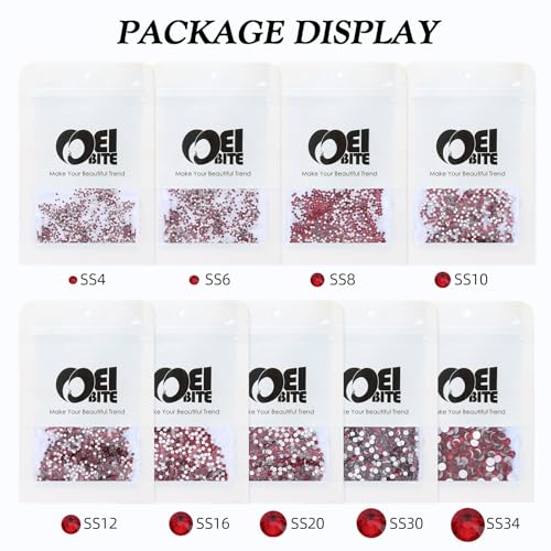 Image of Siam Flatback Rhinestones, Glass Rhinestones for Nail Art and Craft, Glue Fix, Loose Crystal Gemstones(Siam, SS4, 1440pcs, 1.5-1.7mm)