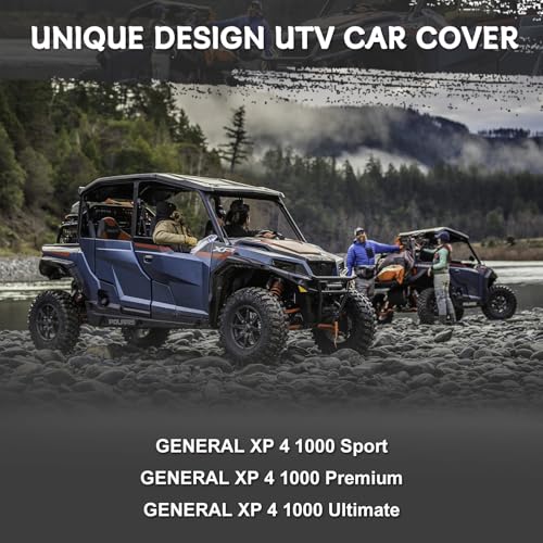Image of Waterproof UTV Cover Compatible with Polaris General 4 Seats, 6 Layers All Weather Cover with Air Vents, Door Zipper and Windproof Buckles and Bands for Rain Snow Dust Protection