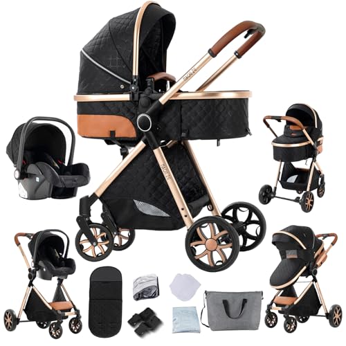 Aveainelle Kinderwagen 3 in 1, Faltbarer Kinderwagen Set, Bequemer...
