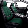 Coverado Front Seat Covers 2 Pieces, Breathable Fabric&Leather Car Seat Protectors, Compatible with Most Sedans SUV Pick-up Truck, Green