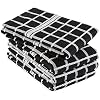DII Basic Terry Collection Windowpane Dishtowel Set, 16x26, Black Check, 4 Piece