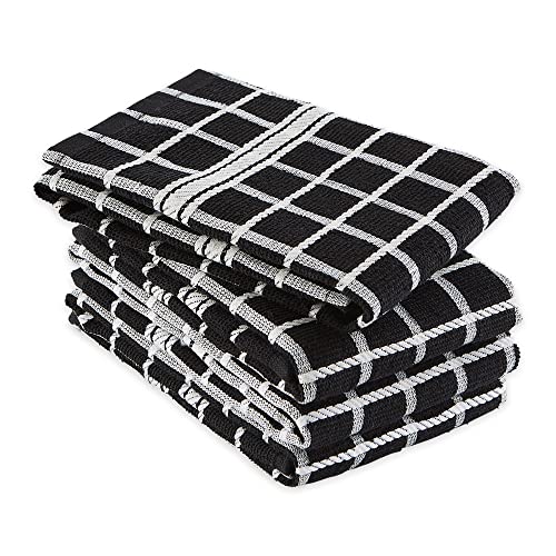 DII Cotton Terry Windowpane Dish Towels, 16 x 26 Set of 4, Machine Washable and Ultra Absorbent Kitchen Bar Towels-Black Check - Image 2