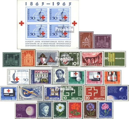 Sellos para coleccionistas de Suiza serie completa Prophila 764-790 MNH año 1963