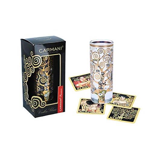 Carmani - Vaso de chupito decorado con pintura "El árbol de la vida" de Gustav Klimt, 60 ml