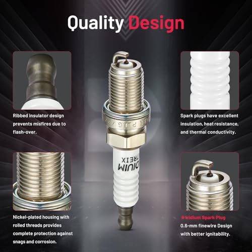 Image of BDFHYK Set of 4 Iridium Spark Plug Compatible with Honda Civic, Compatible with Volkswagen Passat Golf Jetta Scirocco 1.6L 1.8L 2.0L L4 Engine Replacement for BKR7EIX 2551 SP1011 9770 2667