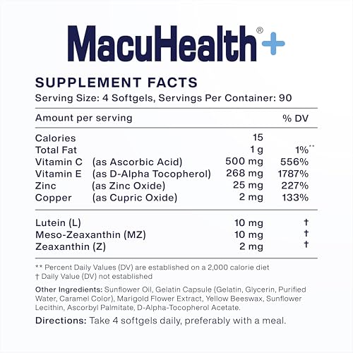image for Macuhealth Plus+ Eye Vitamins Supplement for Adults - 90 Day Supply wi
